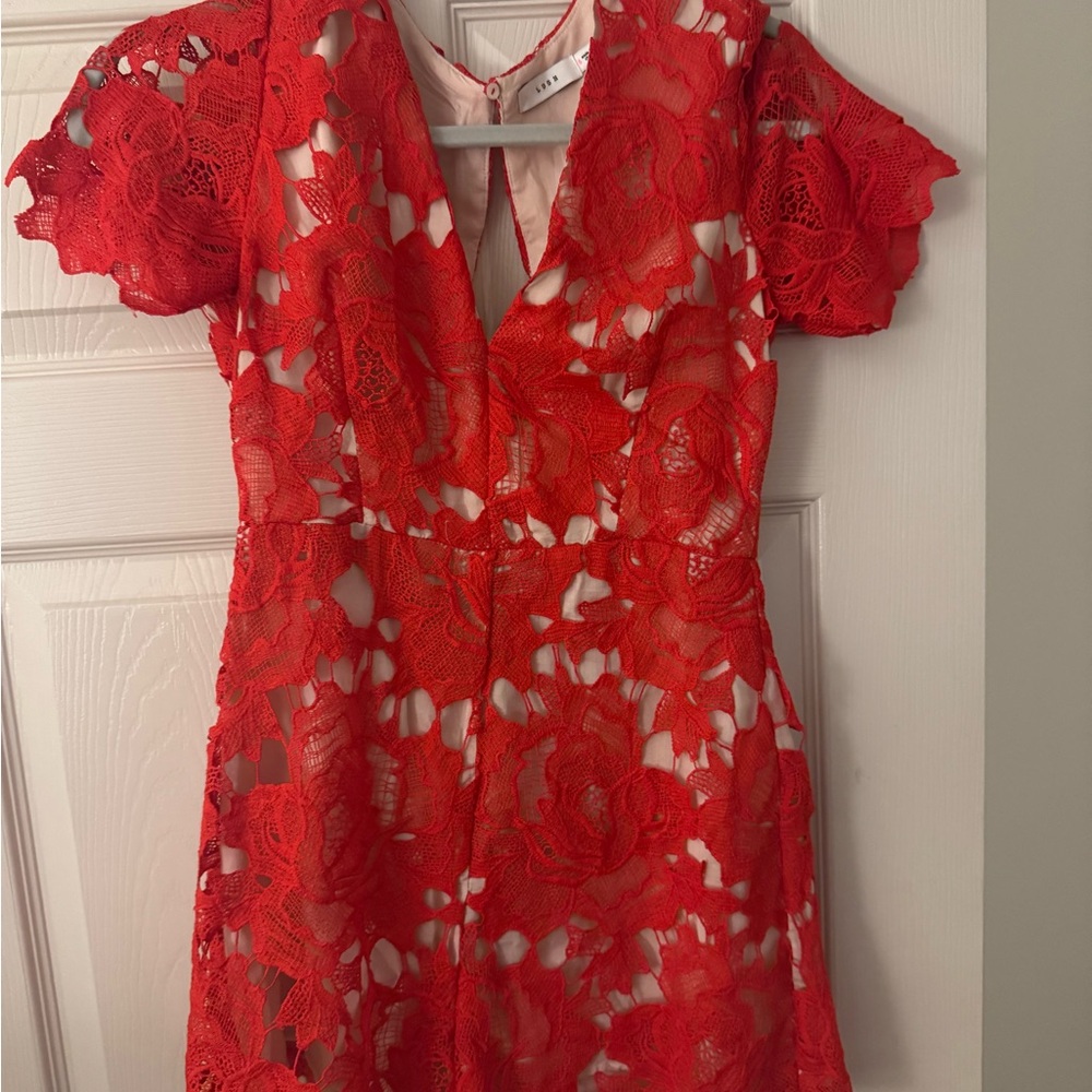 Women's Lush Red and Cream Small Romper